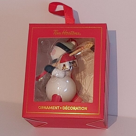 ADORABLE 2023 Tim Hortons Snowman Ornament BNIP Hockey Stick Timbits Box… - Picture 1 of 8